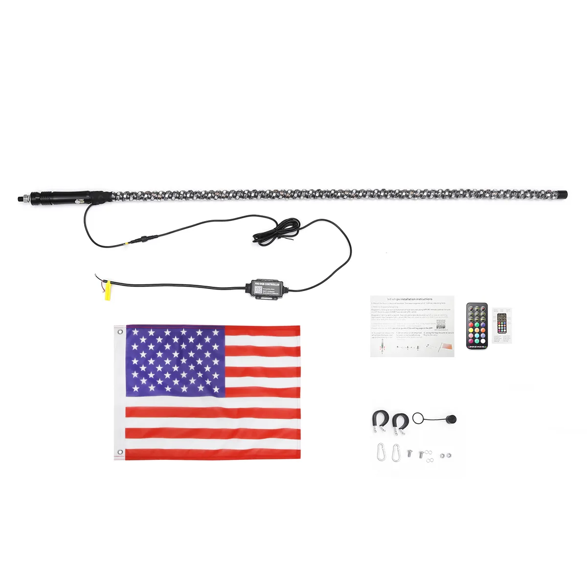 12V 1PC/2PCS 3FT/4FT/5FT 5050 RGB 300 LED Whip Light Flagpole Lamp for Jeep ATV UTV