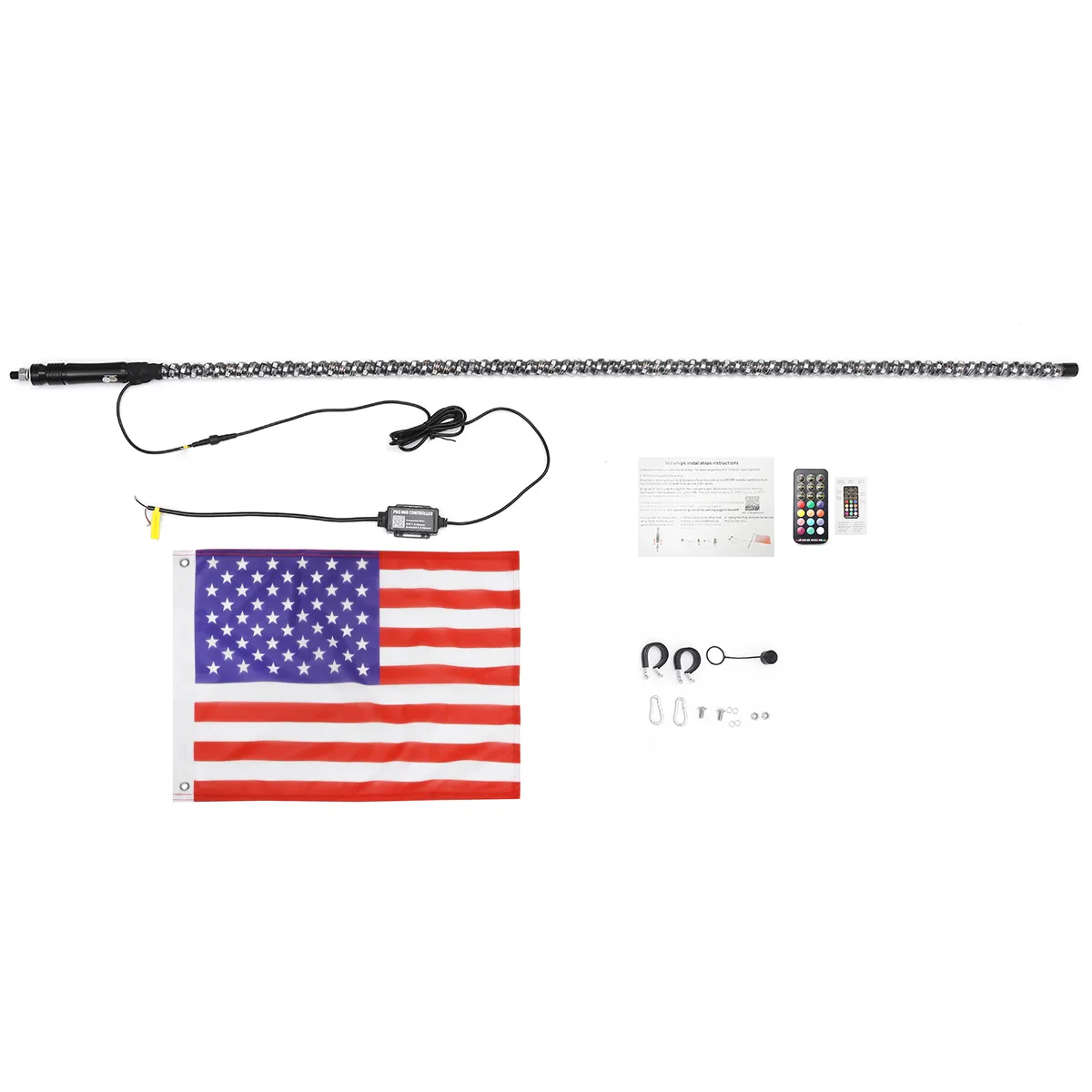 12V 1PC/2PCS 3FT/4FT/5FT 5050 RGB 300 LED Whip Light Flagpole Lamp for Jeep ATV UTV