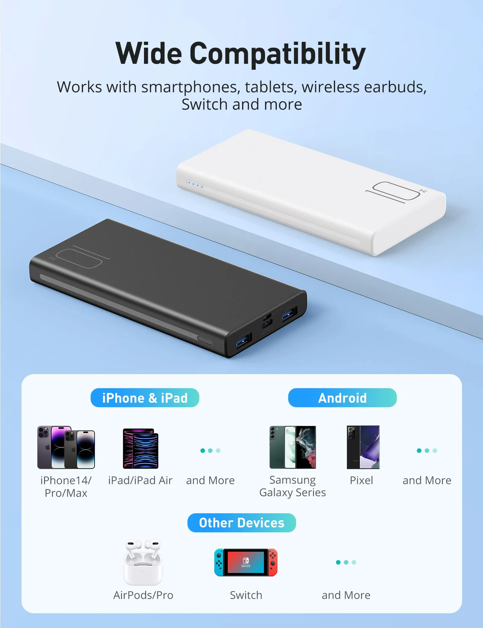 2 Pack 10000mAh 15W Power Bank