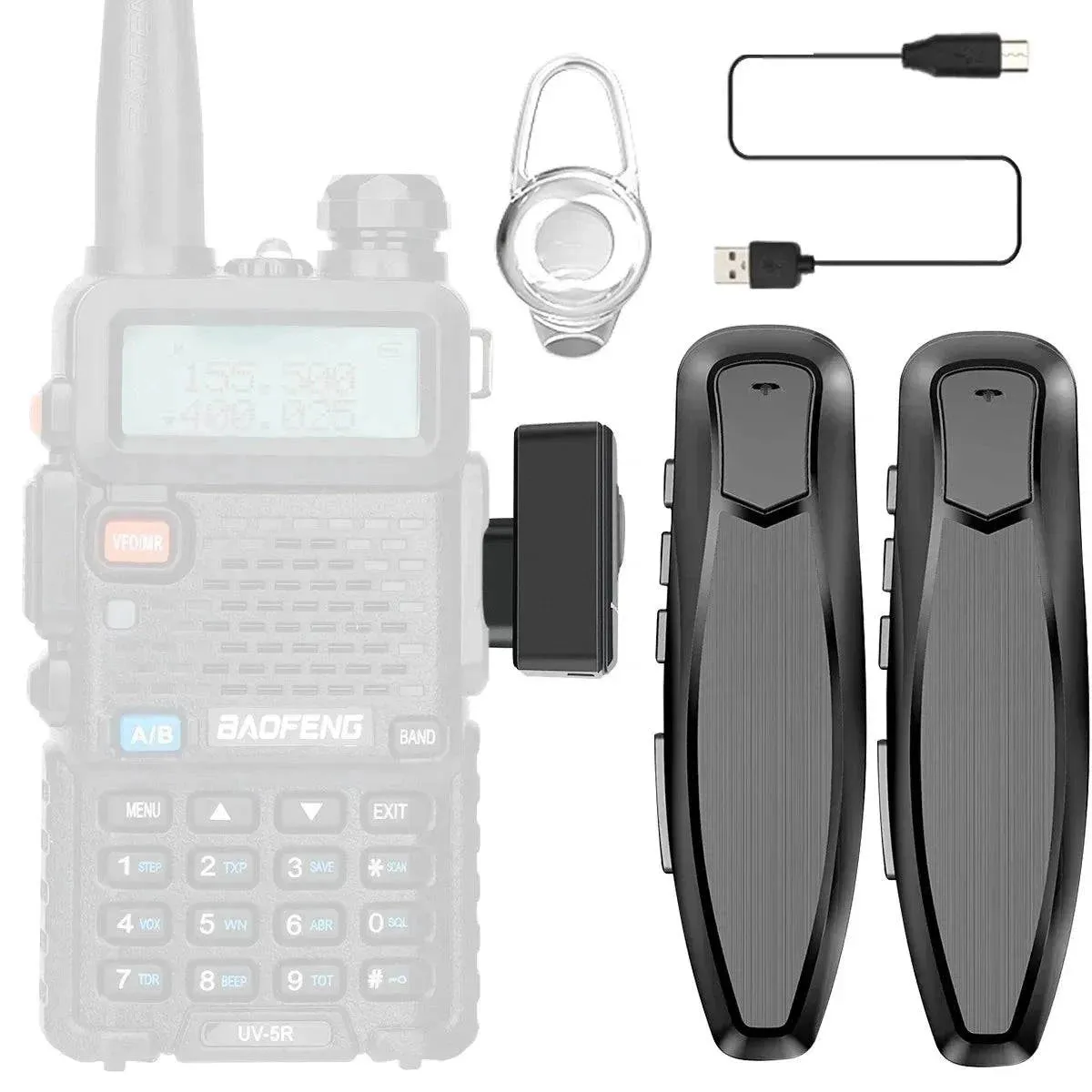 2PCS Baofeng Walkie Talkie 2 Pin Wireless Bluetooth PTT Headset Earpiece K Plug Type-C Microphone Headset UV-5R BF-888S K5