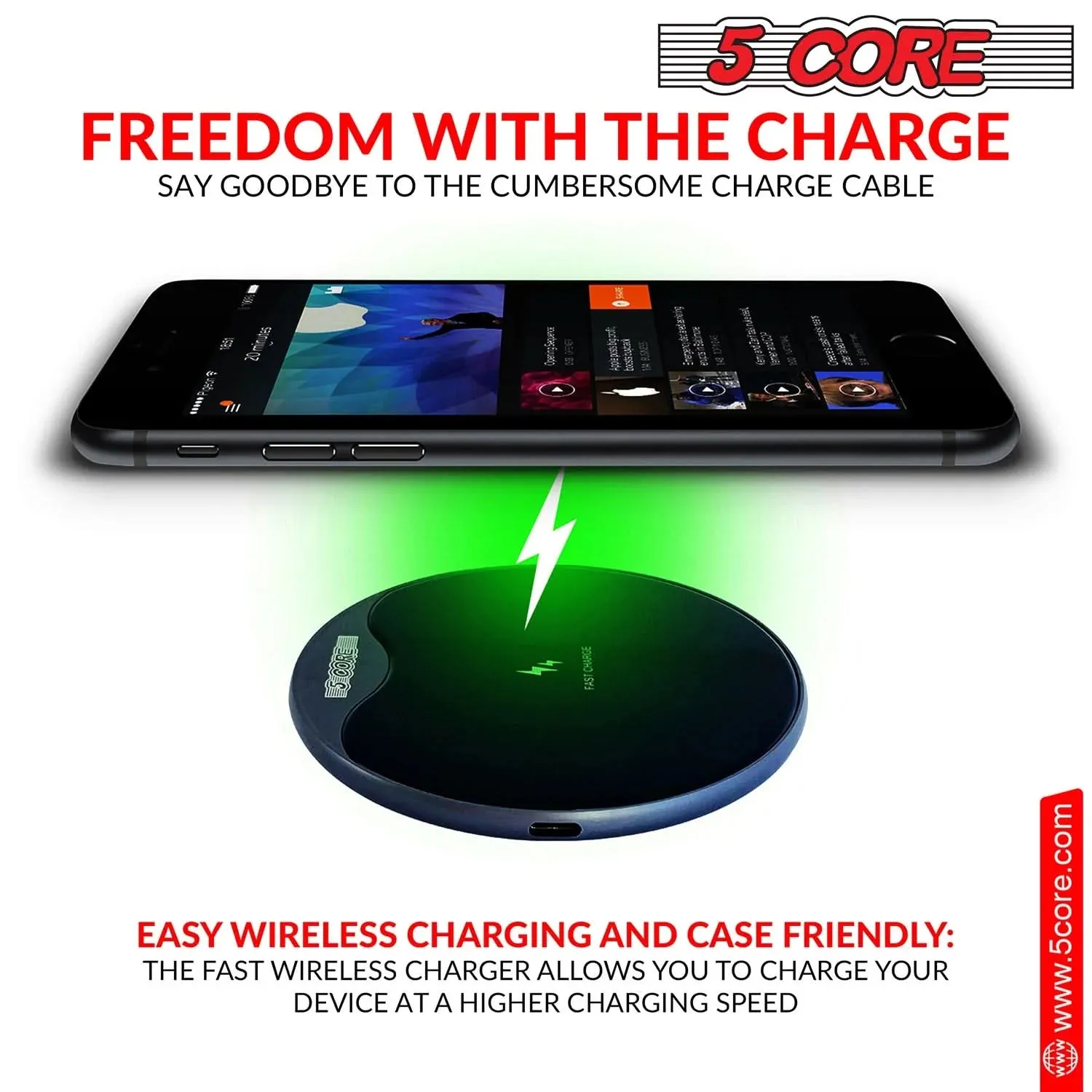 5Core  15W  Wireless Phone Charging Pad 15W