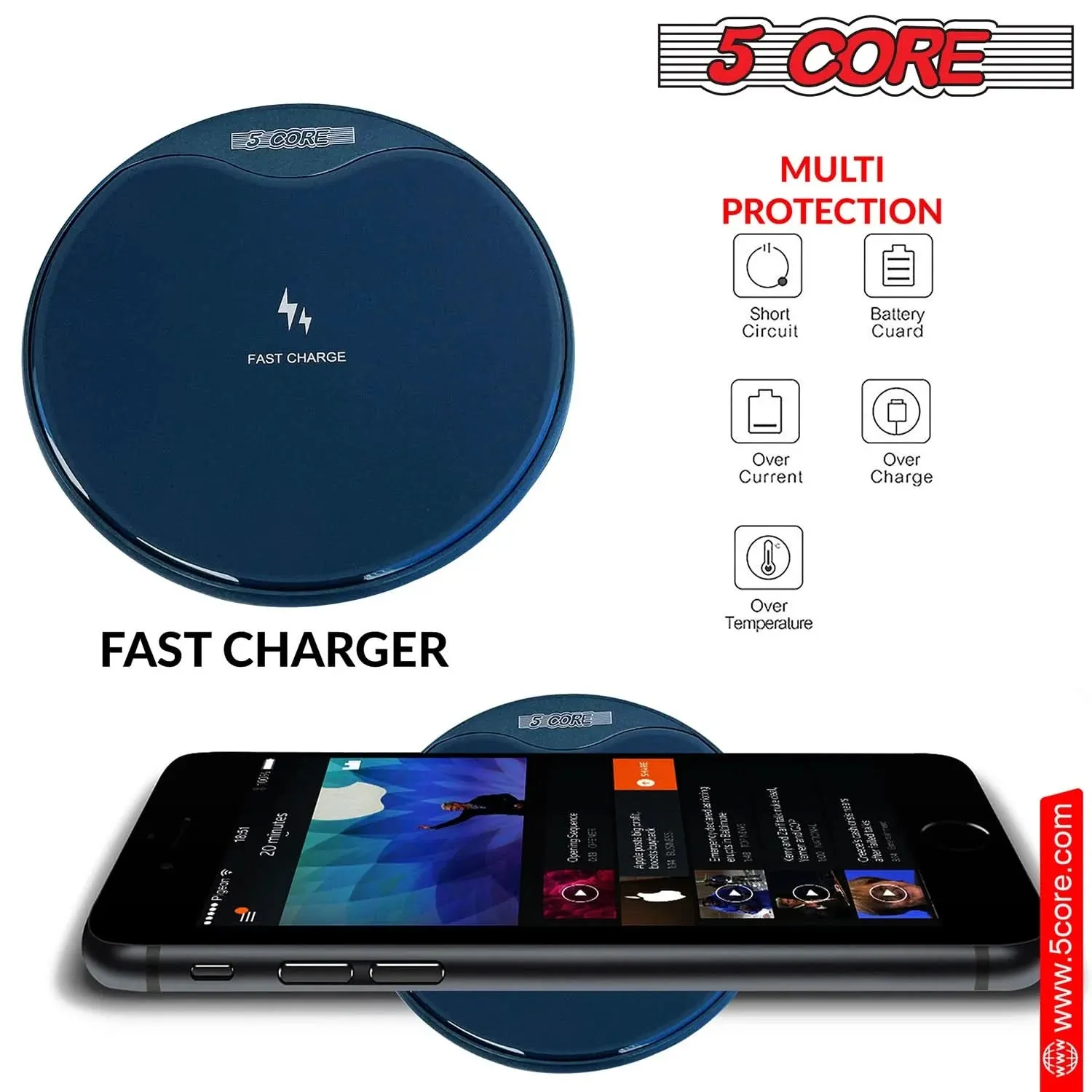 5Core  15W  Wireless Phone Charging Pad 15W