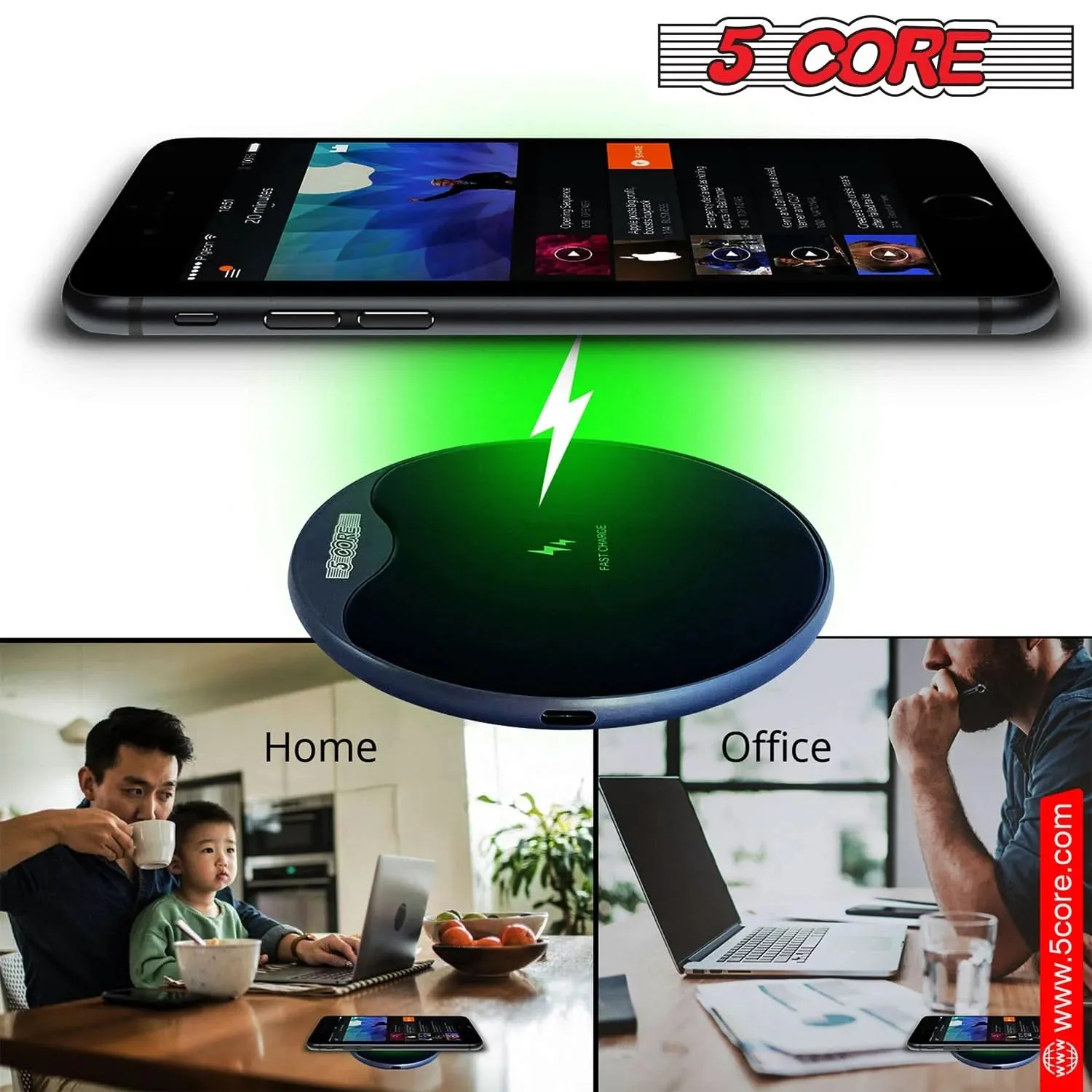 5Core  15W  Wireless Phone Charging Pad 15W