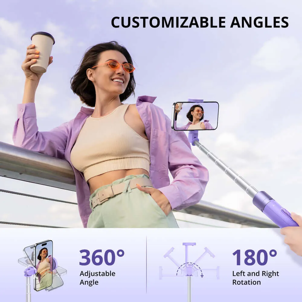 60 Inch Purple Selfie Stick Tripod, All-in-One Extendable Phone Tripod