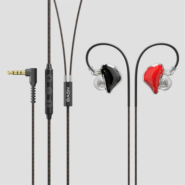 BASN Bmaster PRO 2-Pin Triple Drivers In Ear Monitor Headphones (Red-Black)