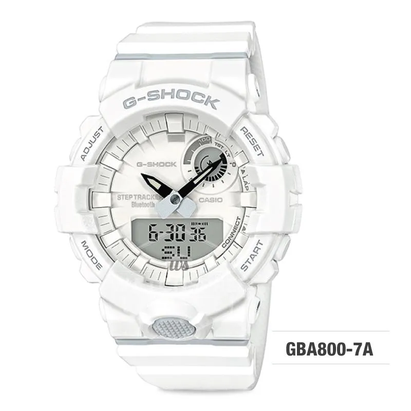 Casio G-Shock G-SQUAD BluetoothÇ???Ç??€¸’??????’?????¶ôÇï¶ôíŸ????ƒ?ªǩ’?????¶ôÇï¶ôǝ?’?????¶ôÇï¶ôíŸ?ǯ¶ôÇû¶ô¶©?’?????¶ôÇï¶ôǝ???’??ǯ¶ôÇû¶ô¶©? Urban Sports Themed White Resin Band Watch GBA800-7A GBA-800-7A