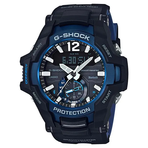 Casio G-Shock Gravitymaster with Bluetooth and Tough Solar Models Black Resin Band Watch GRB100-1A2 GR-B100-1A2