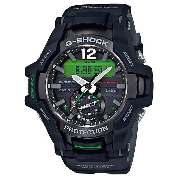 Casio G-Shock Gravitymaster with Bluetooth and Tough Solar Models Black Resin Band Watch GRB100-1A3 GR-B100-1A3