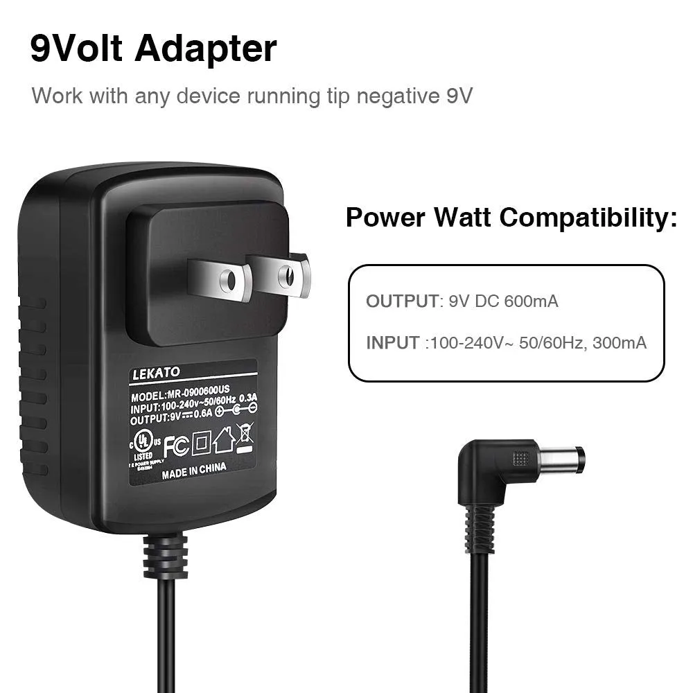 LEKATO 9V Power Supply Adapter