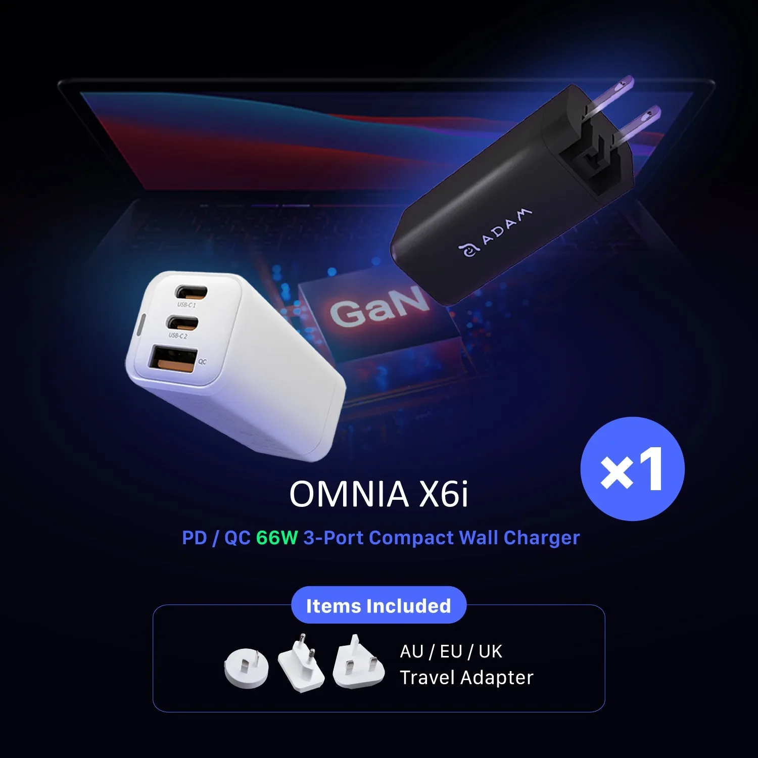 OMNIA X6i PD / QC 66W Compact Wall Charger   EVE II  Bluetooth Transmitter & Receiver