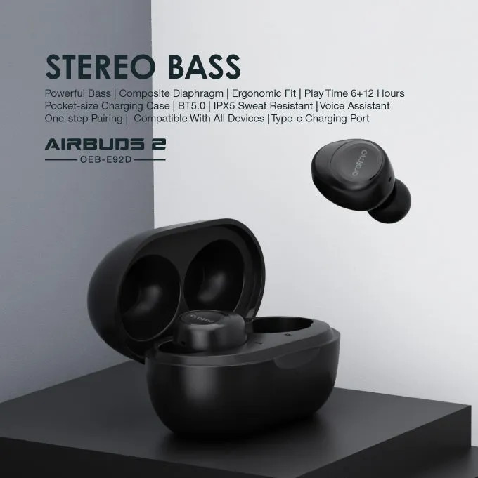 oraimo AirBuds 2 Stereo Bass True Wireless In-Ear Earbuds