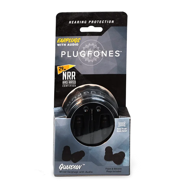 Plugfones® Guardian™ Earplug-Earphone Hybrids (NRR 27/29)