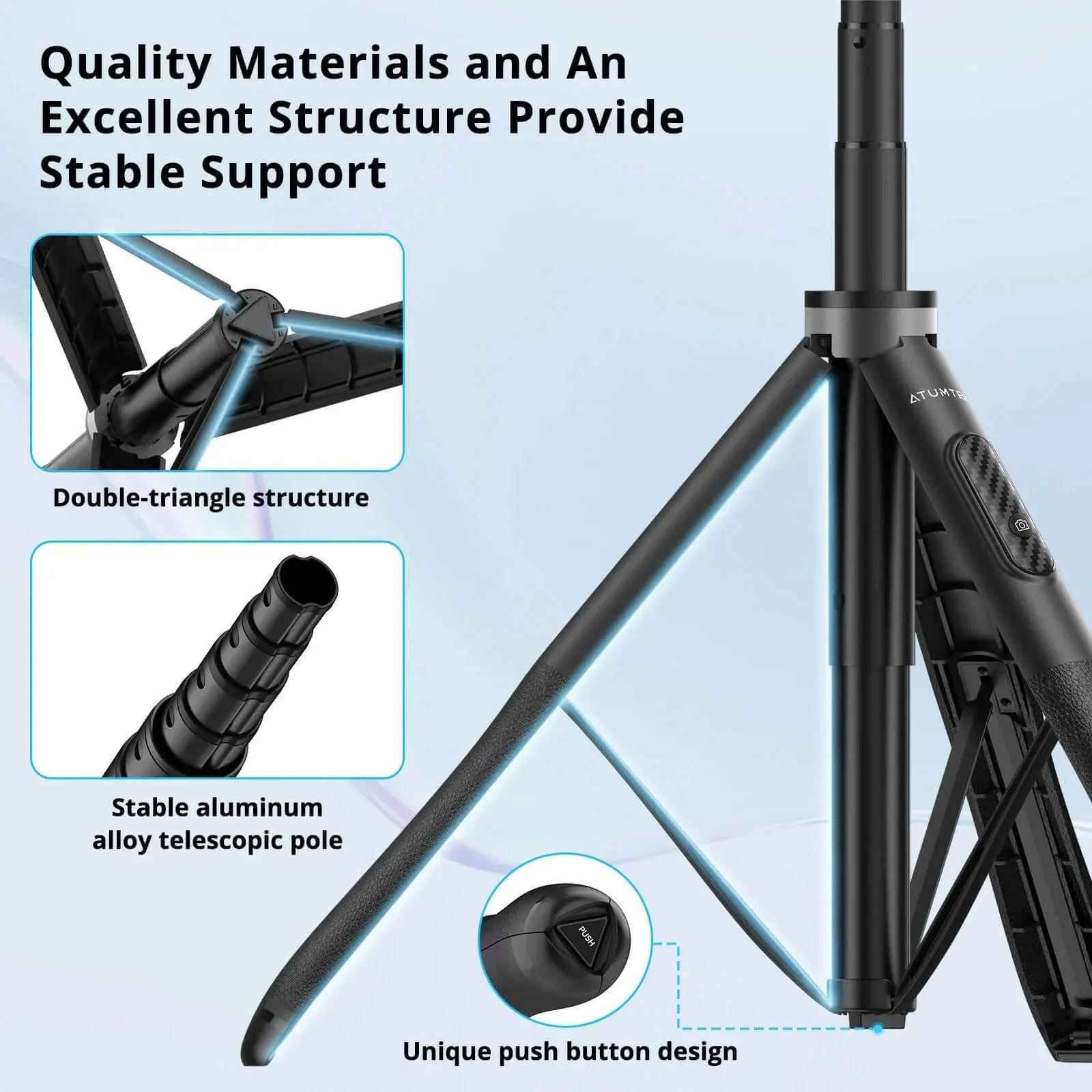 Premium Pro 51-inch Phone Tripod Selfie Stick