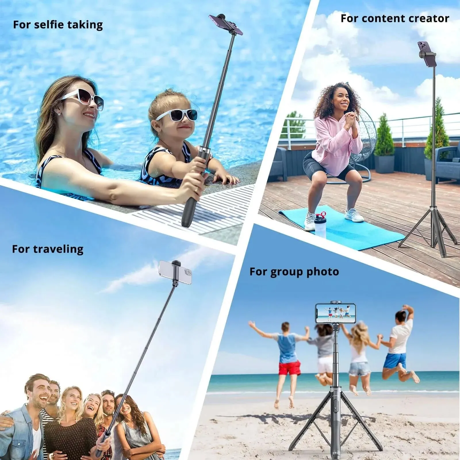 Premium Pro 51-inch Phone Tripod Selfie Stick