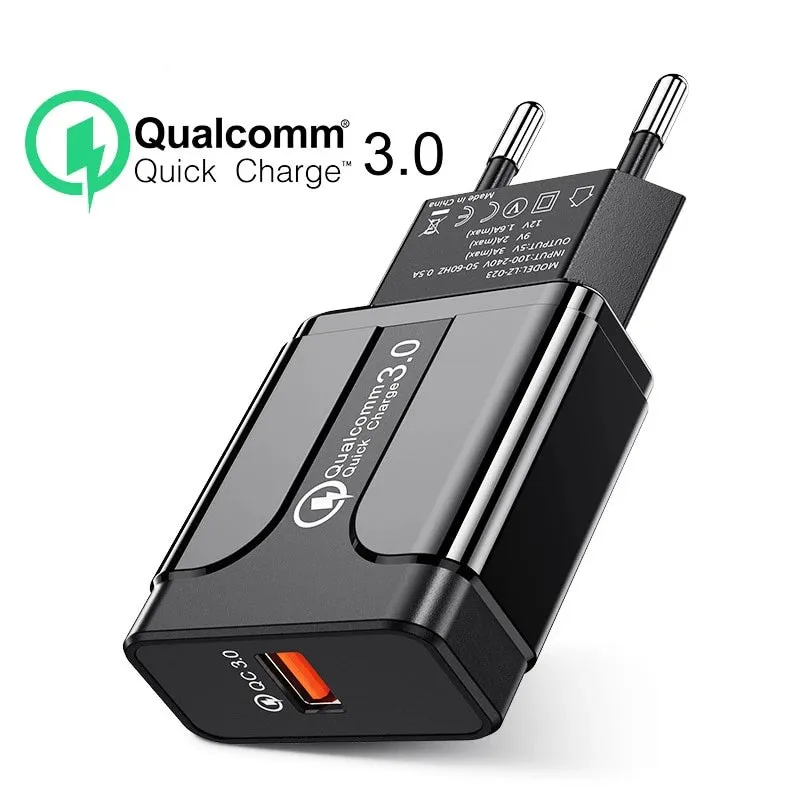 Quick Charge 3.0 18W Qualcomm QC 3.0 4.0 Fast charger USB portable Charging Mobile Phone Charger For iPhone Samsung Xiaomi