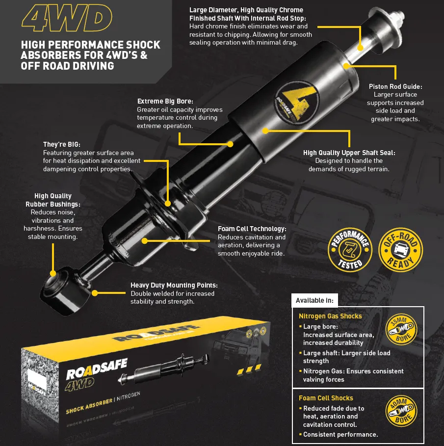 Roadsafe 4wd Nitro Gas Front Shock Absorber for Ford Everest UA 07/15-ON