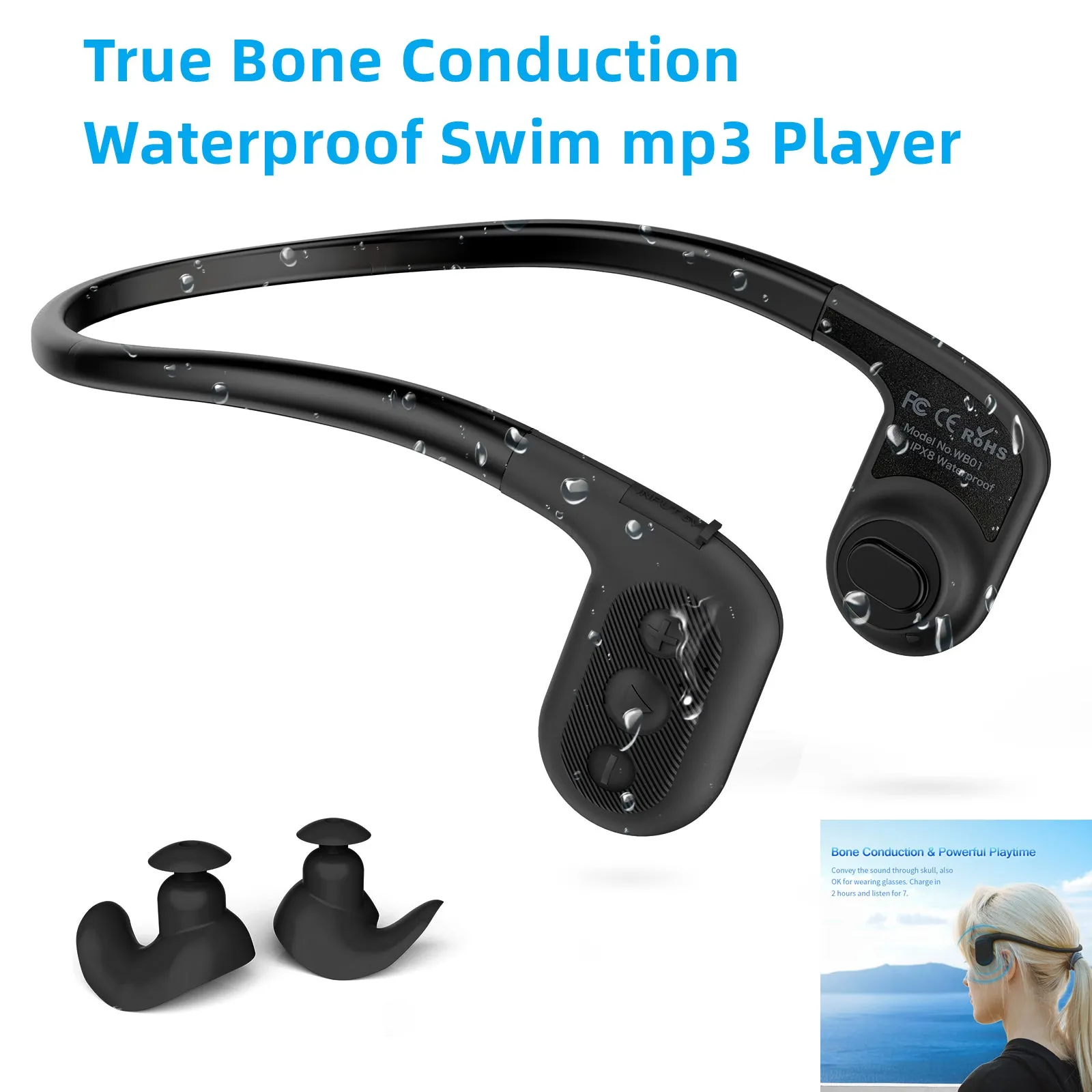 Tayogo W01 Bone Bonduction Waterproof Swimming mp3, Include FM Radio