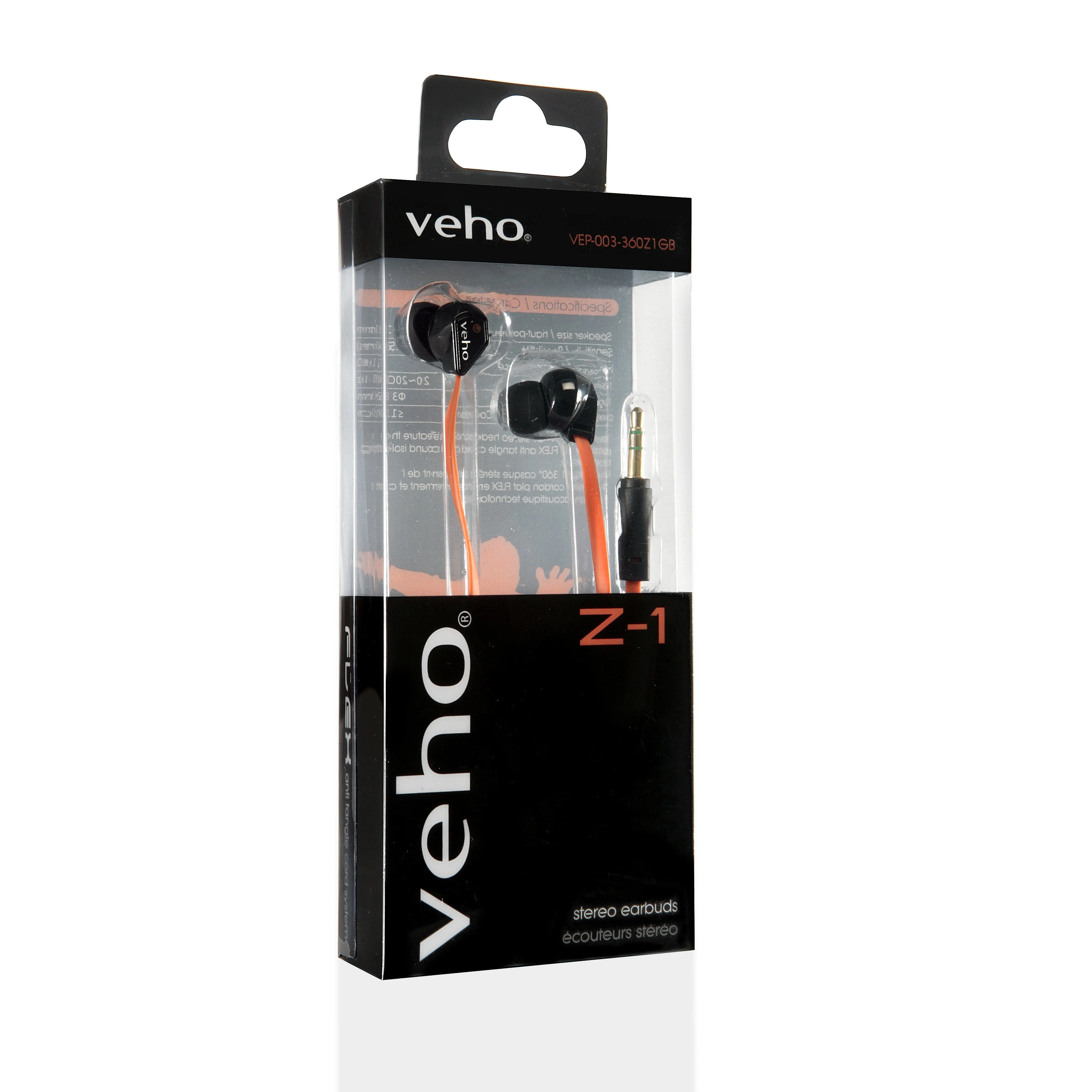 Veho 360 Z-1 Stereo Noise isolating Earphones with flex 'anti' tangle cord system